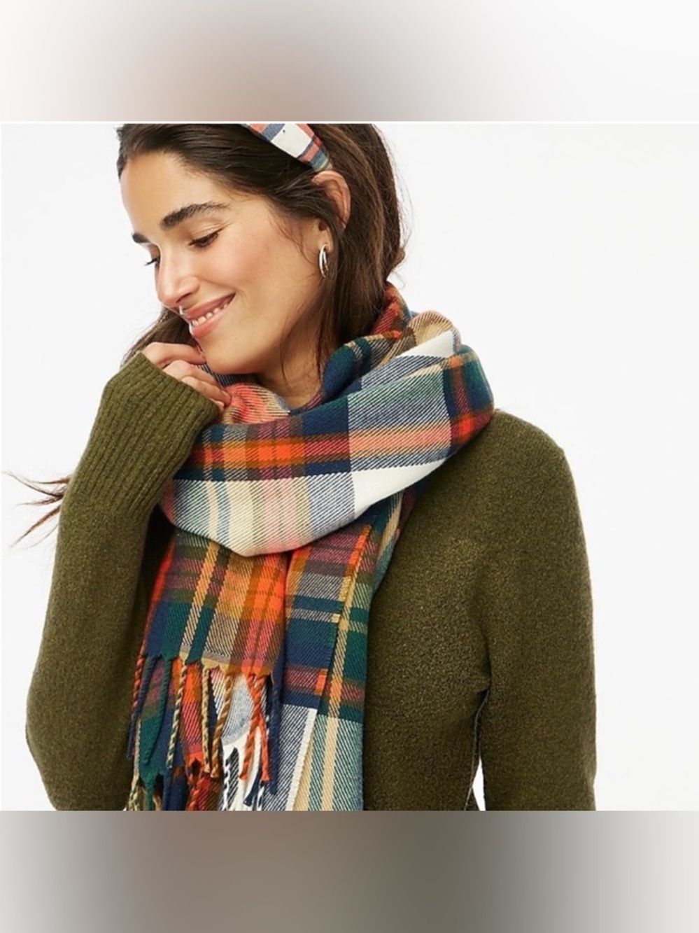 J. Crew Tartan Plaid Scarf in Navy, Red, Green, Cream, Orange